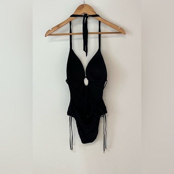Bar III Women's Size Small Solid Cutout One-Piece Swimsuit Black - Picture 6 of 9